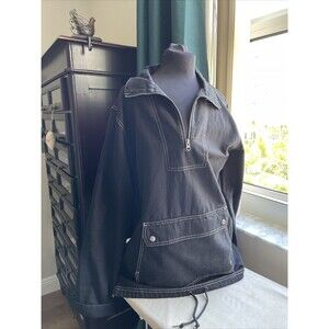 VANS LOGO BLACK  Canvas Quarter Zip Skater Streetwear NWOT Size S